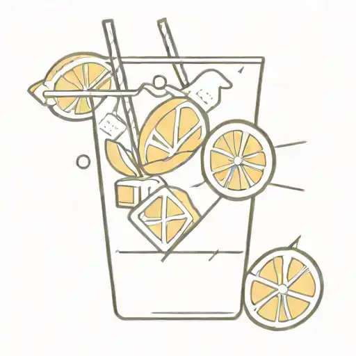 Glass With Lemon Ice Tea And Ice Cubes And A Small Sun Shining