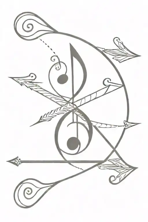 I Want A Sagittarius Arrow With A Bow And A Treble Clef