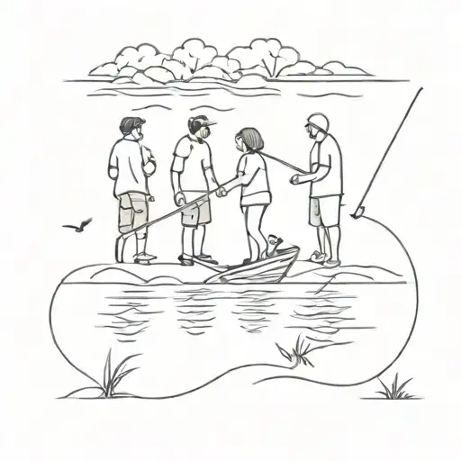Son And Parents Fishing Scene