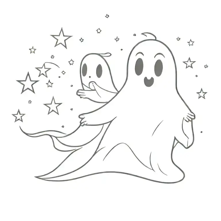 Cartoon Ghost With Stars