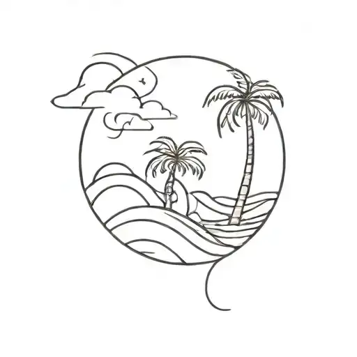 Palm Tree And Wave Crashing