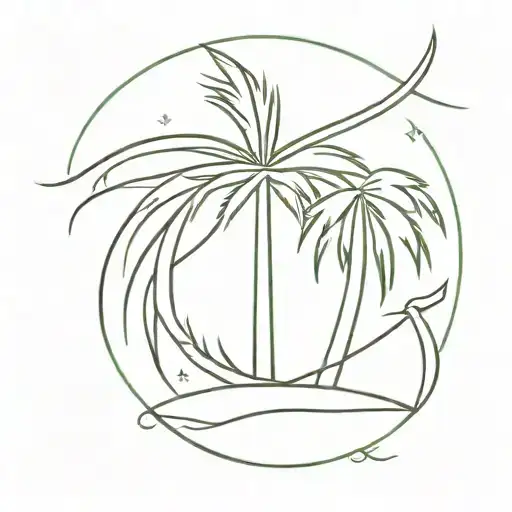 Maypole And A Palm Tree Intertwined