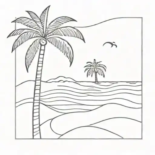 Palm Tree With A Wave Forming The Shape