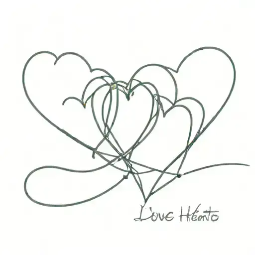 3 Love Hearts Connected Line