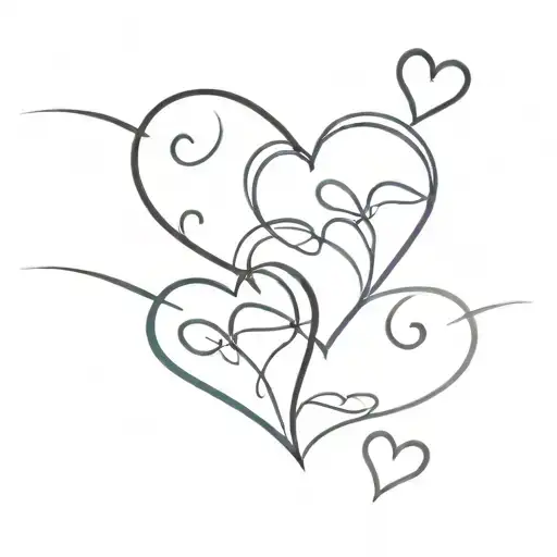 3 Love Hearts Connected Single Line