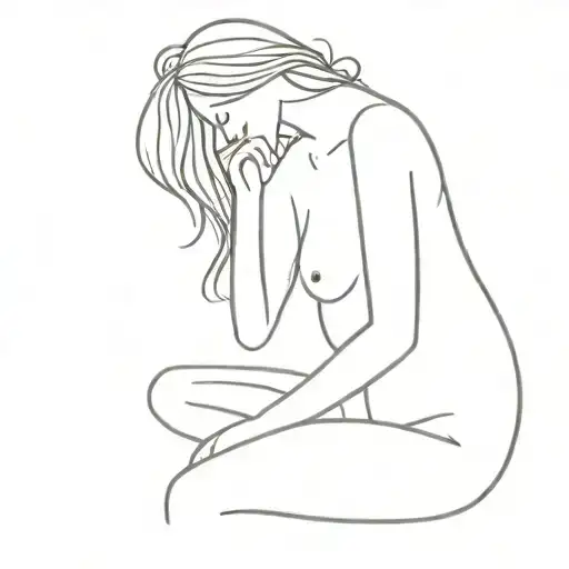 Outline Female Body Little Lines