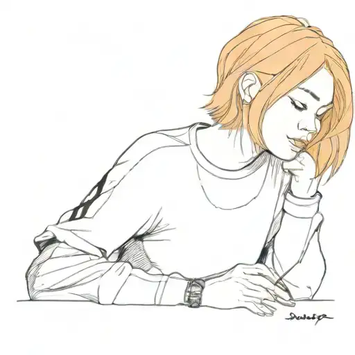 Girl With Orange Hair And Black Sweater In College