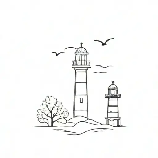 Lighthouse Shining Trees