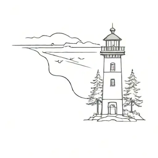 Shining Lighthouse Pine Trees