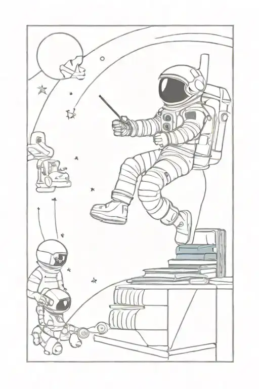 Astronaut In The Space Of Hobbies Like Books Crochet Videogames