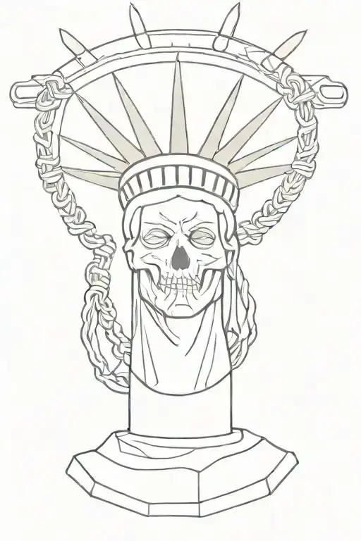 Skull Statue Of Liberty Holding A Noose And Ar-15