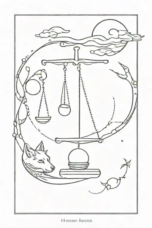 Infinity And Wolf And Moon And Balance Scales