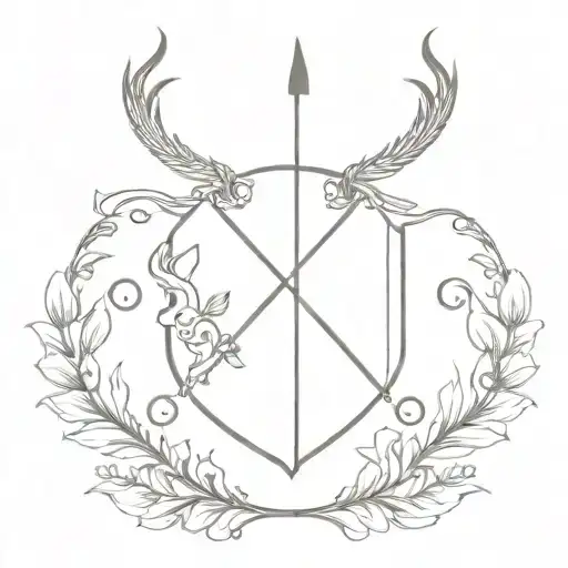 A Coat Of Arms With A Sagittarius Inside Representing
