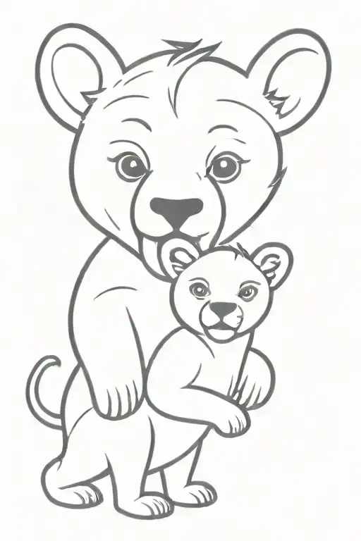 Baby Bear And Baby Lion Roaring