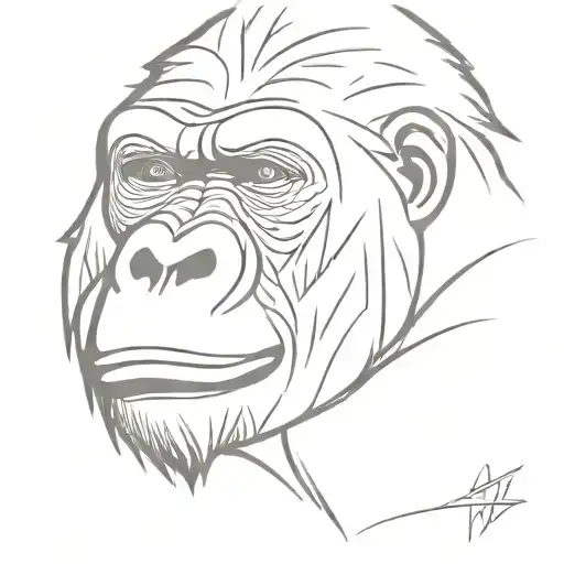 Gorilla Head Minimal Line Art