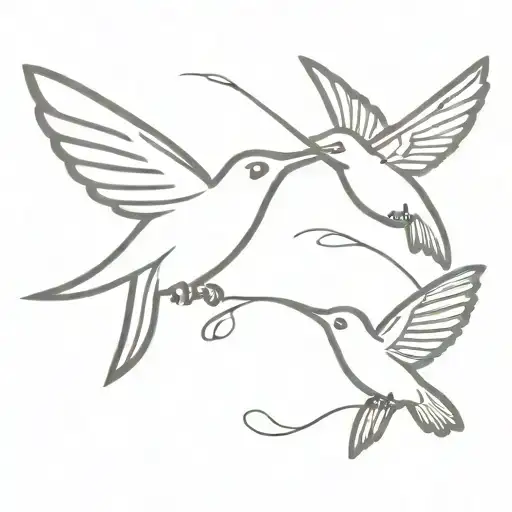 Two Hummingbird Sisters Flying