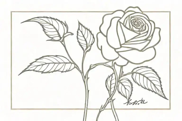 Rose With Stem Writing Breathe