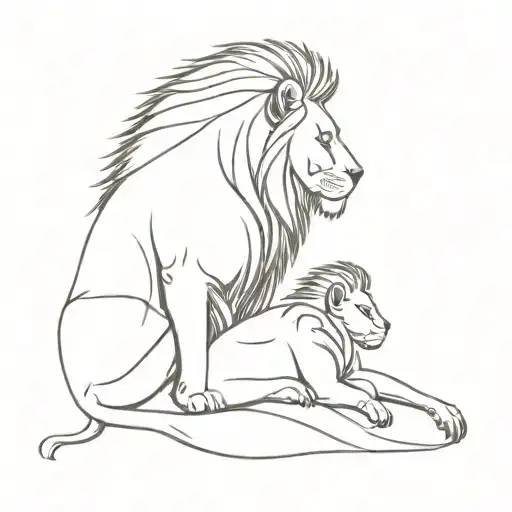 Back Of A Lion And A Littel Kid Sitting On The Back Of The Lion
