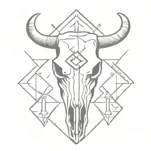 Cow Skull With Valknut Symbol