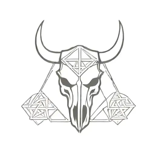 Cow Skull With Valknut Symbol Intertwined