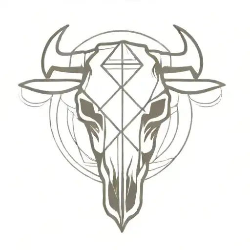 Cow Skull With Valknut Symbol Intertwined Within