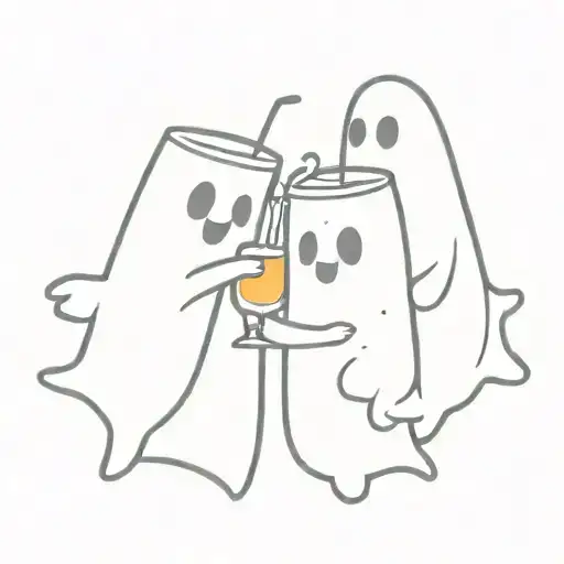 Cute Spooky Ghosts For 3 Best Friends Toasting Drinks