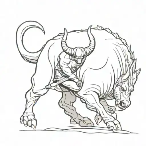 Bull Fighting A Dragon Wrapped