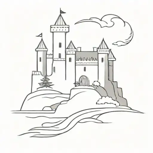 Small And Cute Castle On The Beach Or On The Sea