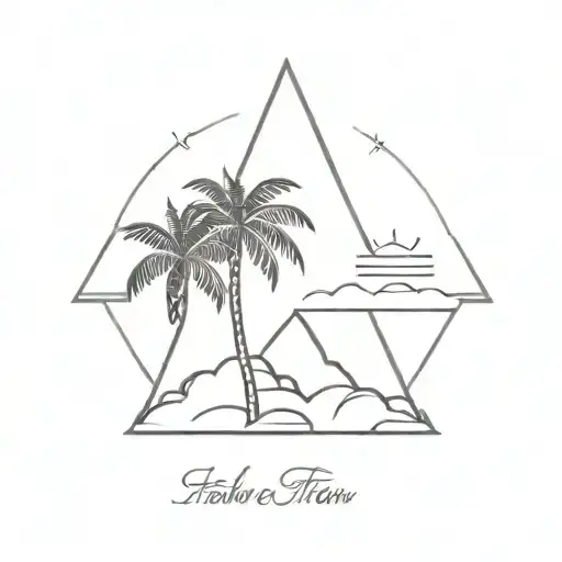 Triangle Palm Tree Silhouette Sun Shining