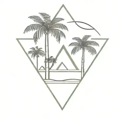 Triangle Palm Tree Silhouette Sun Setting