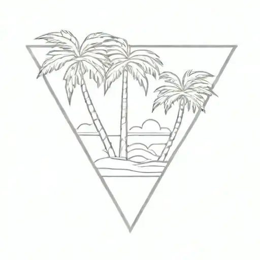 Triangle Palm Tree Silhouette Sun Setting