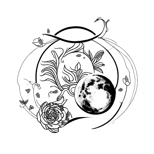 Floral Moon And Aries Sign