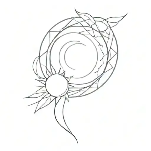 Abstract Sun Top Of Shoulder Tattoo Design Inspired