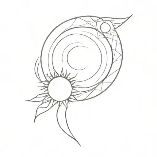 Abstract Sun Top Of Shoulder Tattoo Design Inspired