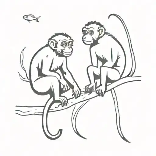 A Monkey And A Fish Interacting Together