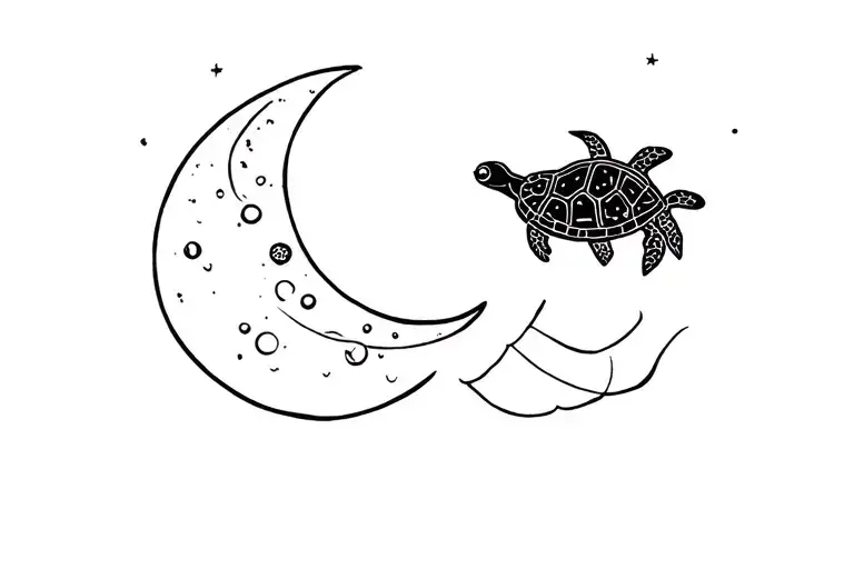 Moon And 2 Turtles