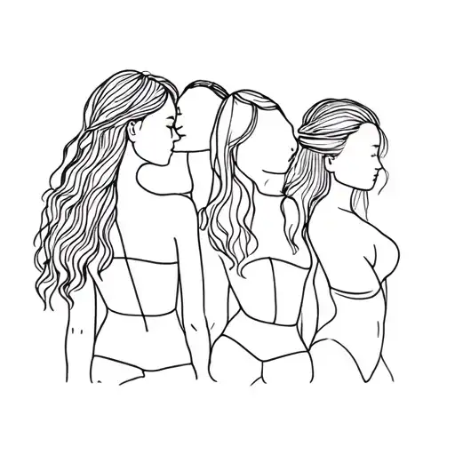 Four Women On A Beach