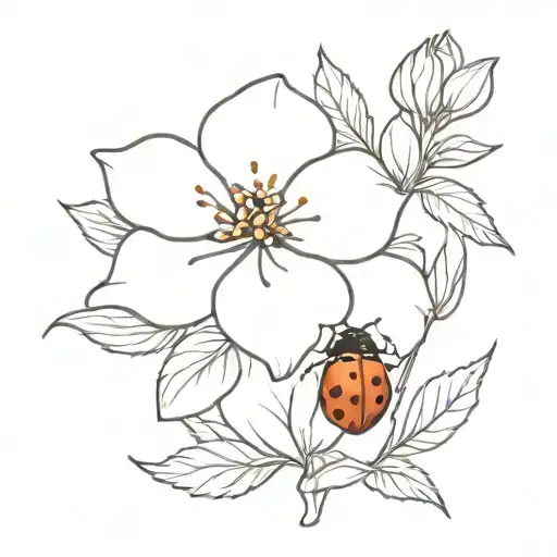 Jasmin Flower With Ladybug Resting