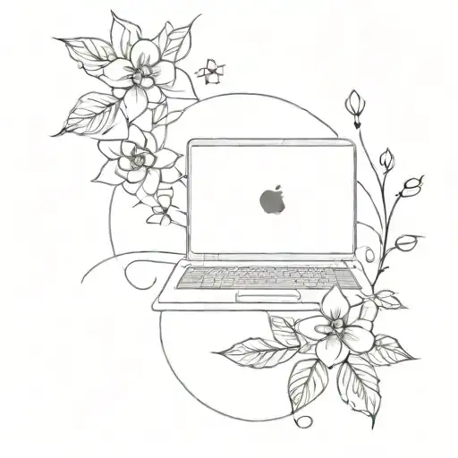 Computer With Floral Patterns Inspired
