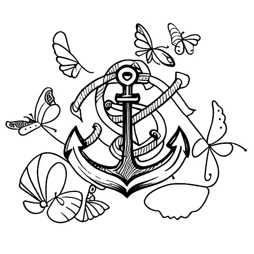 Anchor With Butterflies