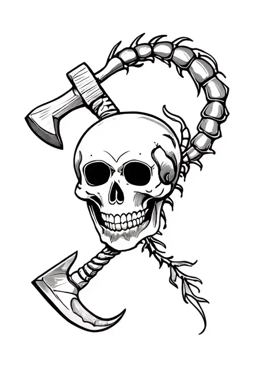 Mexican Sugar Skull With A Scorpion And Hammer