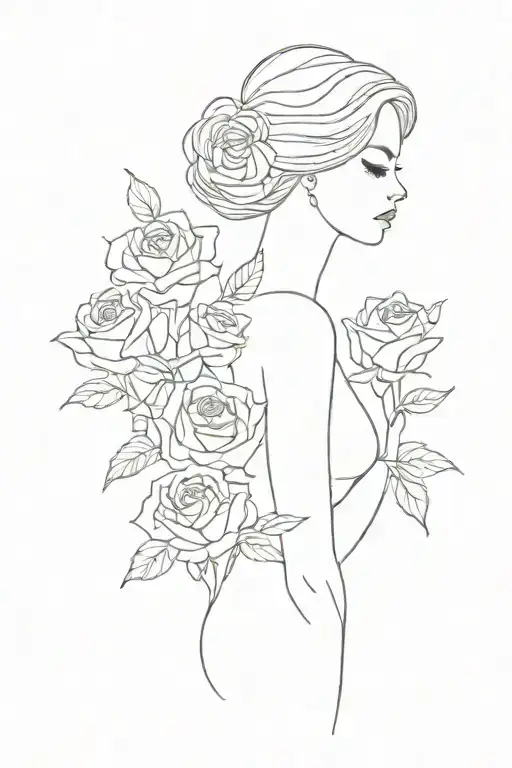 Silhouette Woman And Roses