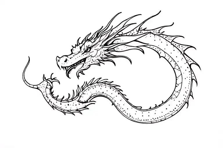 Minimalist Dragon Tattoo Made With Little Dots