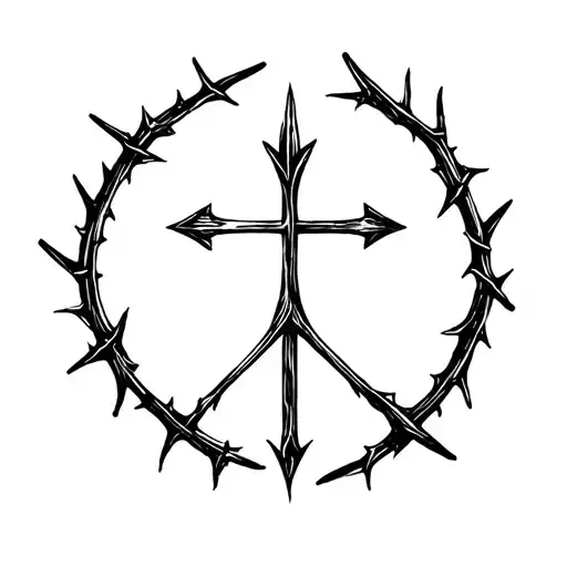 Arrow Made Of Thorns With Cross Surrounded
