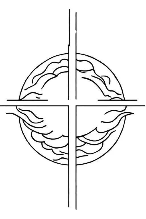 Sun And Waves Cross Surrounded