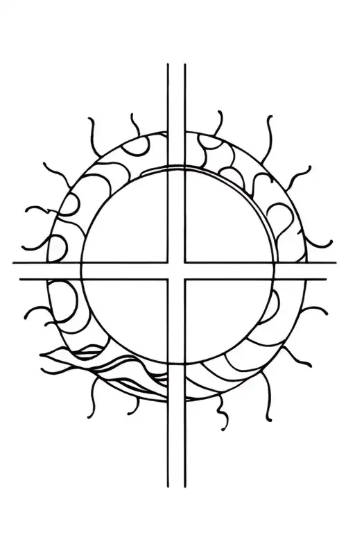 Sun And Waves Linear With Tiny Cross