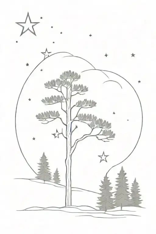 White Cedar Tree With Stars