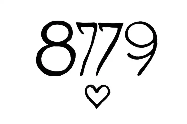Number 879 And The Word Love With A Heart