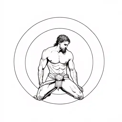 A Minimalist Design Of A Humble Warrior Kneeling Before God