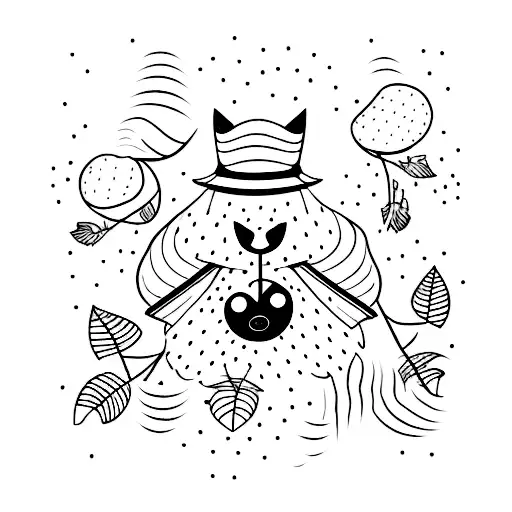 Cartoon Character Under The Birch Tree